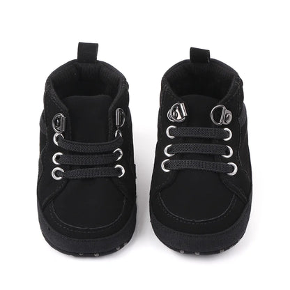 Brand Newborn Baby Boy Shoes Soft Sole Crib Shoes Warm Boots Anti-slip Sneaker Solid PU First Walkers for 1 Year Old 0-18 Months
