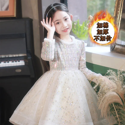 Girl's Dress Entry Lux Elegant Princess Dress Host Piano Playing Flower Girl Bubble Skirt