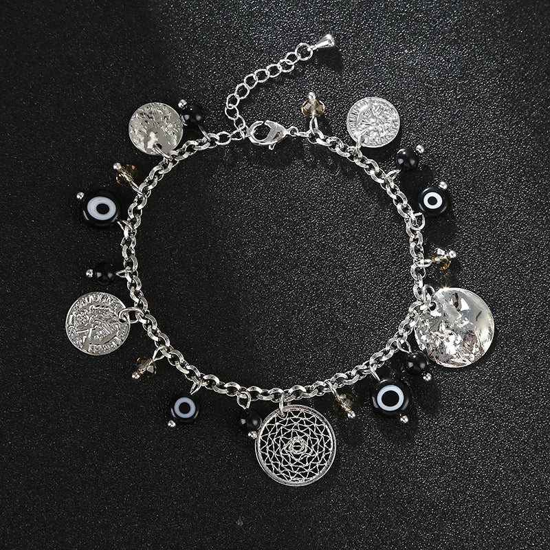 Fashion Jewelry Women's Life Gifts Beauty Head Accessories Indian Like Handmade Round Mesh Pendant Devil's Eye Chain Bracelet