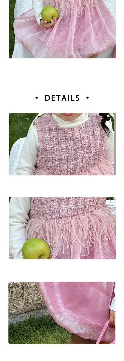 2025 Newborns Baby Dresses Sets for Girls Children's Elegant Dress forPlaid Vestidos Birthday Winter Infants Knitted Sweater