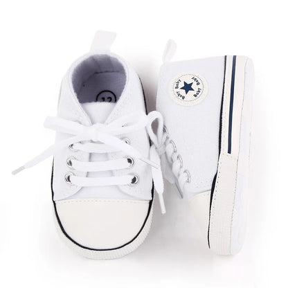 Spring New Baby Shoes Boy and Girl Classic Canvas Casual Sneakers Soft Sole Non-Slip Walking Newborn Toddler Shoes First Walkers