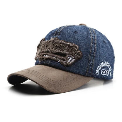 Embroidery Letters Denim Baseball Cap For Men Women Fashion Patchwork Sunshade Peaked Hat Hip Hop Cotton Dad Trucker Caps