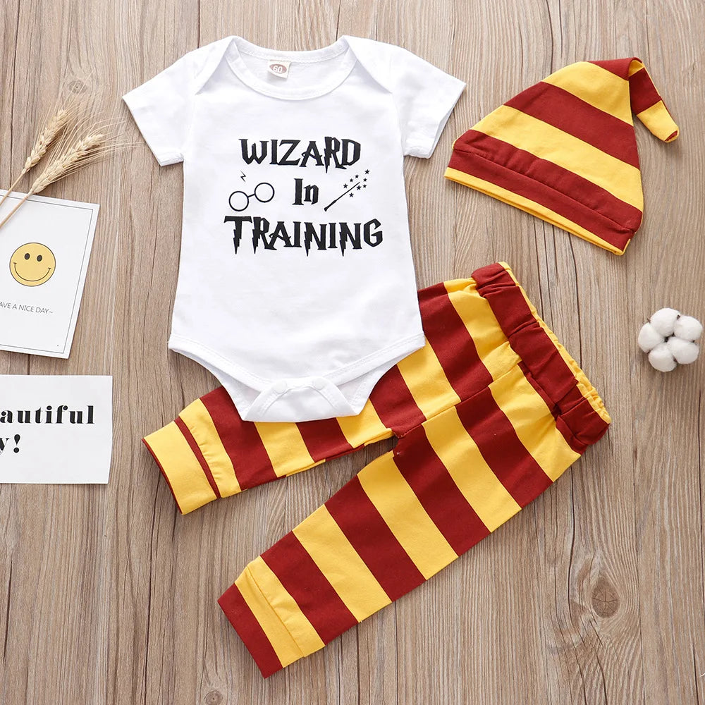 Newborn Baby Boy Girl Clothes Sets Summer Cotton Romper+Pants+Hat Toddler Kids Tops+Trousers+Headband 3 PCS Children's Clothing