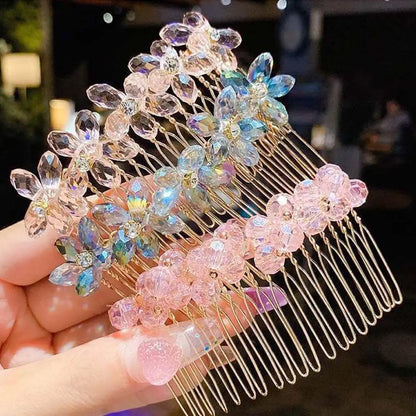 Elegant Girl's Gift Hair Accessories Arylic  Hair Comb Children Flower Hairpin Imitation Pearl Hair Claw Crystal Hair Clip