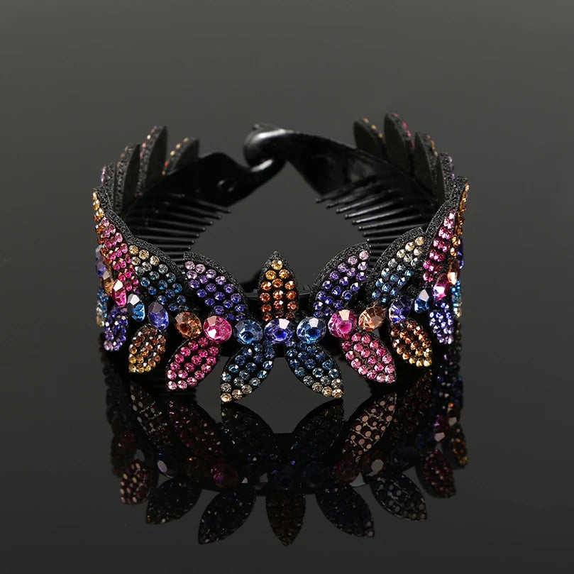 AWAYTR Fashion Rhinestone Hair Claws Ponytail Holder Hairpin Women Crystal Bird Nest Twist Clip Bun Hair Clip Hair Accessories