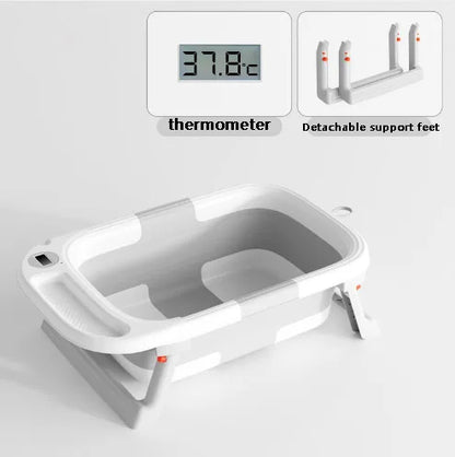 Baby Bathtub,Baby Bath Tub with Soft Cushion & Thermometer,Baby Bathtub Newborn to Toddler 0-36 Months,Portable Travel Baby Tub