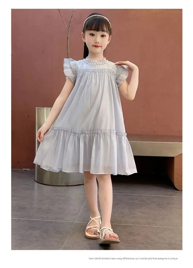 Girls Summer Dresses Solid Color Dress for Girl Sleeveless Children Dresses Casual Style Costumes for Girls 4 6 8 10 11 12 Years