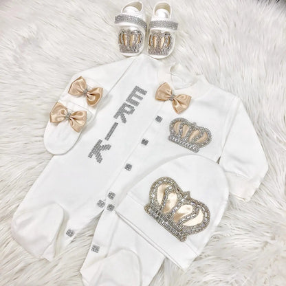 Newborn Boys Romper Clothes Formal Suit 4 Piece Vest Pants and Tie Dresswear Suit Set Welcome Home 40suyi days Celebrity outfit