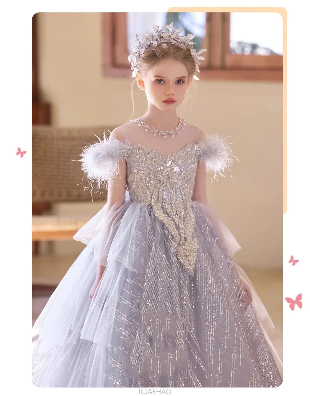 Party Dress Girls Evening Princess Dresses Vestido Piano Recital Performance Outfit Gown Children Costume Birthday Pageant Host