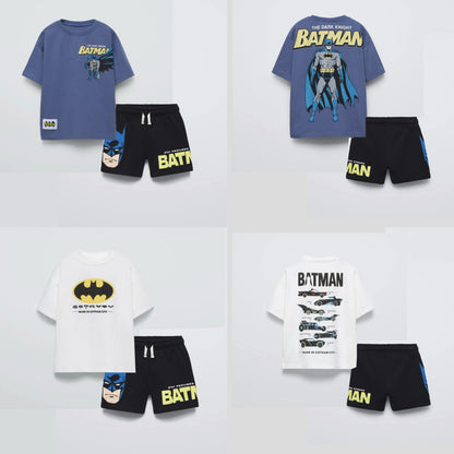 Summer Boys Fashion Costume Printing T-shirt Black Shorts Trendy Clothes Kids Short Sleeve Shorts Children Casual Sports Set