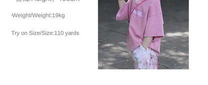 Boys Set Summer Outfit 2025 New Cute Pink T-shirt+ Floral Long Pants Children's Short Sleeved Handsome Pants Two-piece Set