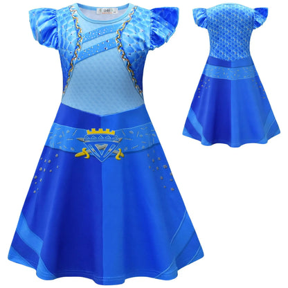 Kids D-Descendants 4 Red Girls Dresses Cosplay Costume Movie T-The Rise of Red Chloe Princess Dress Halloween Carnival Dress Up