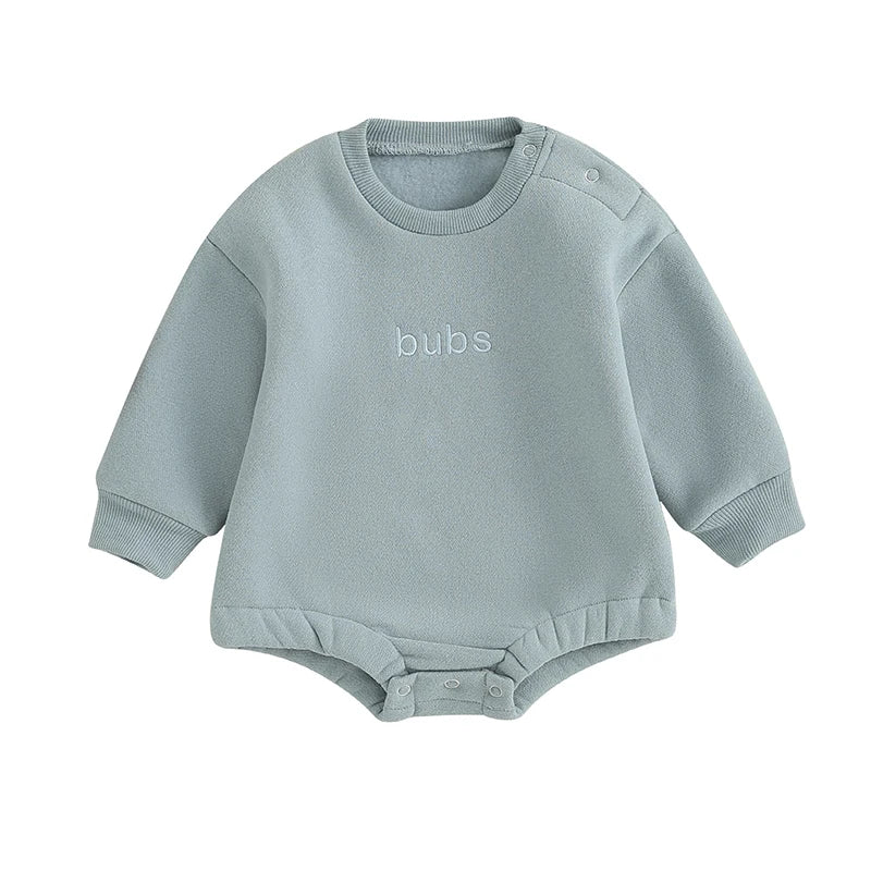 Newborn Baby Boy Clothes Little Dude Bubs Sweatshirt Bubble Romper Fleece Sweater  Fall Winter Outfit