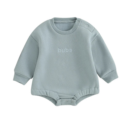 Newborn Baby Boy Clothes Little Dude Bubs Sweatshirt Bubble Romper Fleece Sweater  Fall Winter Outfit
