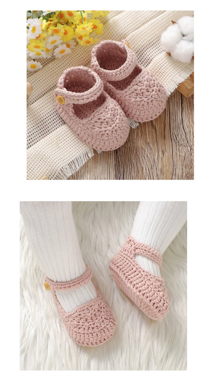 Newborn Baby Girl Shoes 0-1Y Fashion Pure Color Knit Infant Anti-Slip Soft Soled First Walkers Children Winter Walking Prewalker