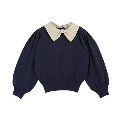 Girls' Dresses 2025 Fall New Arrivals Printed Embroidered Princess Dress Cotton Warm Girls' Jacket Peter Pan Collar Knit Sweater