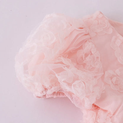Fashion Cute Party Dress Elegant Gown Host Performance Princess Gown Comfortable Puff Sleeves Solid Color Party Princess Dress