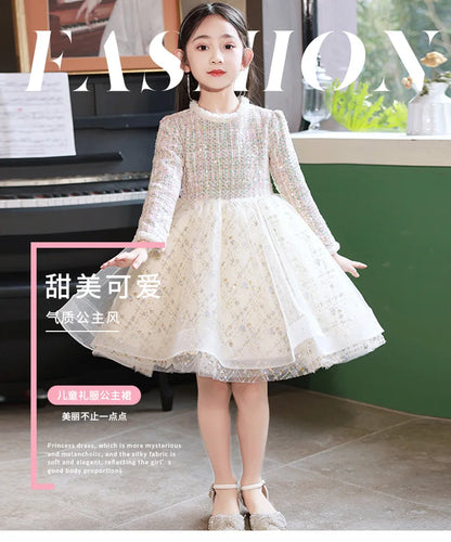 Girl's Dress Entry Lux Elegant Princess Dress Host Piano Playing Flower Girl Bubble Skirt