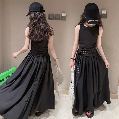 kids dresses for girls summer clothes meisjes jurk French style teenage girl sleeveless long dress vestido de princesa luxo 12