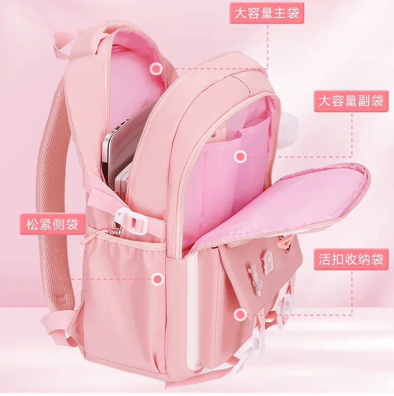 New Anti-splashing High-quality Middle High School Student Schoolbag Girls Large-capacity Burden-reducing Children's Backpack