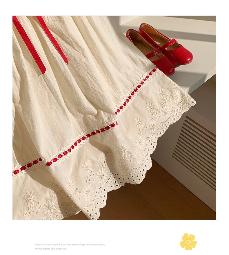 Summer Girl Dress New Fashion Versatile Summer Dress Exquisite Sweet Lace Girl Clothes Simple Ruffled Princess Skirt Ropa Niña