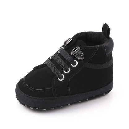 Brand Newborn Baby Boy Shoes Soft Sole Crib Shoes Warm Boots Anti-slip Sneaker Solid PU First Walkers for 1 Year Old 0-18 Months