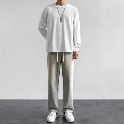 M-3XL Teenage Jeans Appear Slim and Loose Fitting Casual and Versatile Sportswear Pants Straight Leg Trendy Jeans ﻿