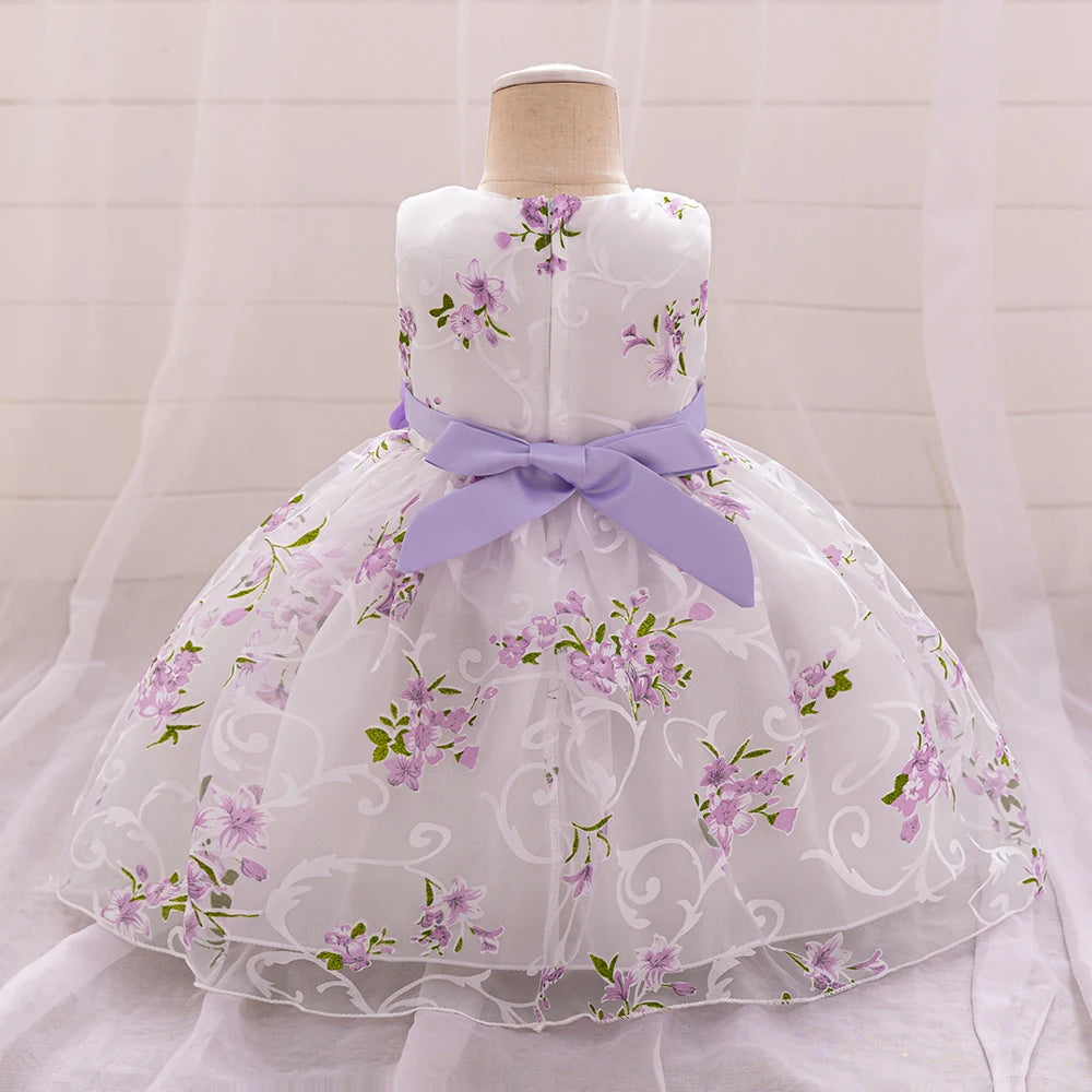 Kids Summer Dress For Girls Wedding Costume Floral Printing Birthday Princess Party Dresses 2-10 Years Children Girl Clothes