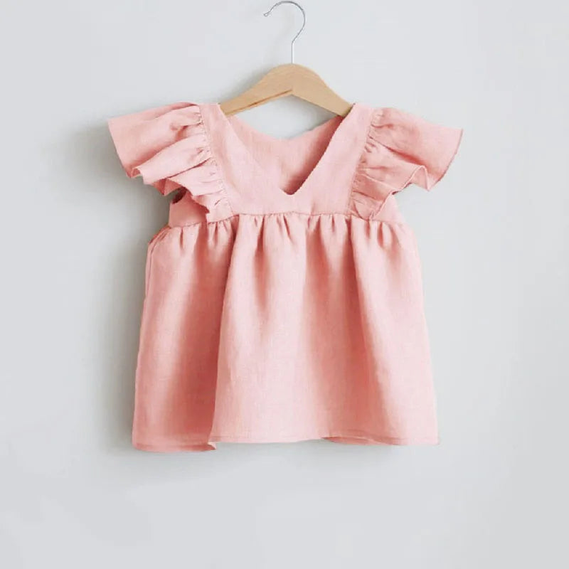 Newborn Girls Summer Clothes Linen Striped Baby Girl Dress For 0-3Y Toddler Girls Clothes Baby Birthday Party Dress