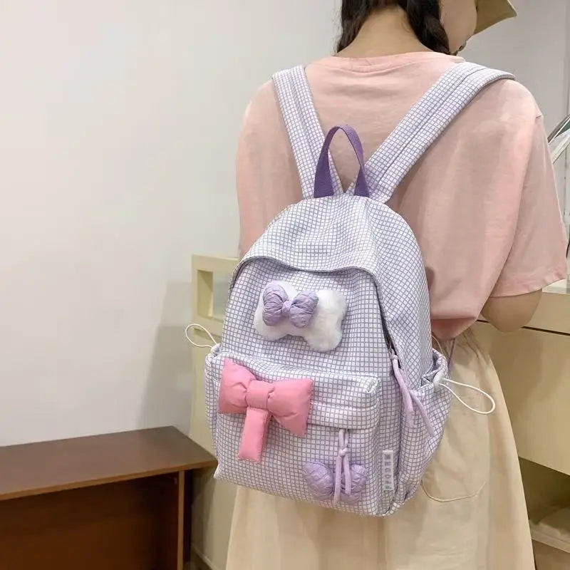 School Bag Bow Tie Schoolbag Japanese Style Instagram, College Student Backpack Fresh And Versatile Cute Backpack For Girls Gift