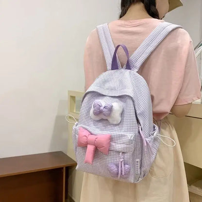 School Bag Bow Tie Schoolbag Japanese Style Instagram, College Student Backpack Fresh And Versatile Cute Backpack For Girls Gift