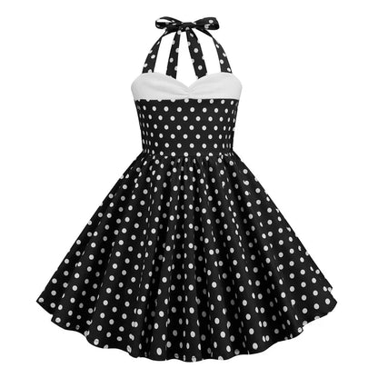 European and American girls' dressnew style halter polka dot retro children's dress, party carnival children's performance dress