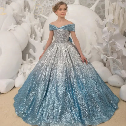 Evening Party Baby Girls Pageant Dress High Quality Flower Girl Wedding Dress Birthday Europe Style 13 Years Long Dresses Party