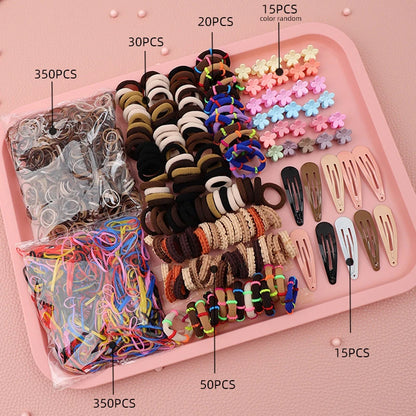 Hair Accessories Set For Girls Hair Clip Set Elastic Rubber Bands Flower Hair Clip Metal Snap Hair Clips For Girls Birthday Gift
