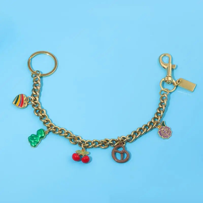 Cute Fashion Bag Keychain Flower Cherries And Cookies Pendant Bag Chain For Women Bag Charm Cute Accessories Jewelry Gifts