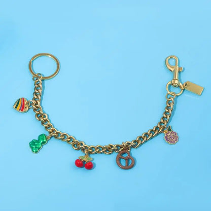 Cute Fashion Bag Keychain Flower Cherries And Cookies Pendant Bag Chain For Women Bag Charm Cute Accessories Jewelry Gifts