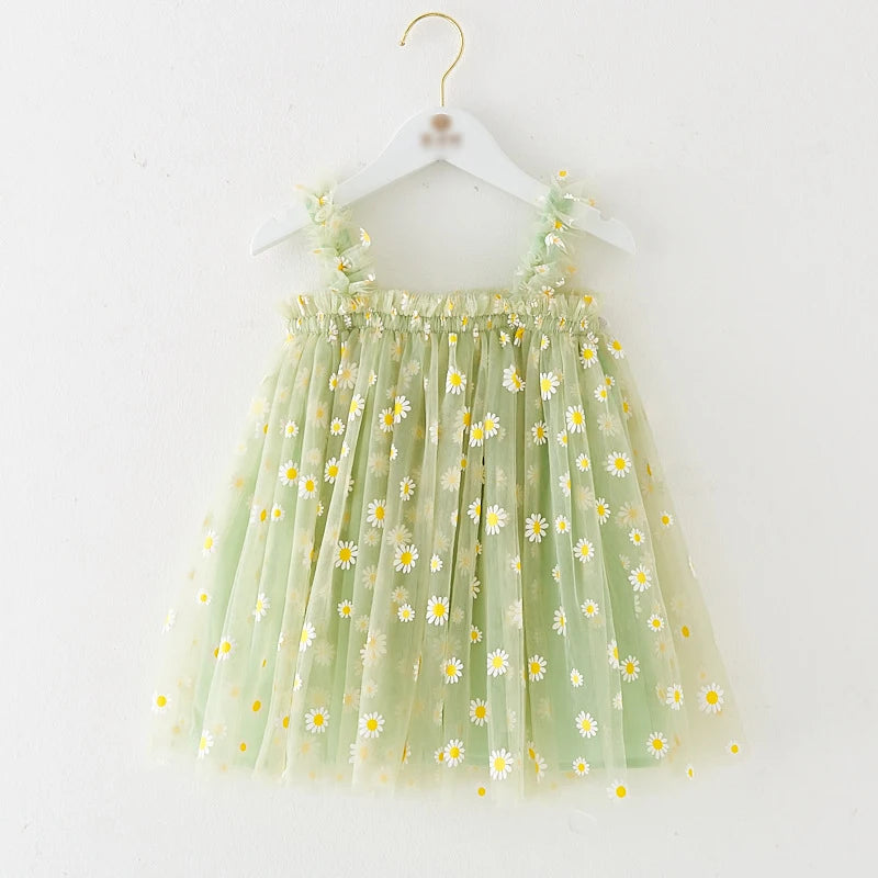 Eu's SWIND Baby Girls Summer Dresses Floral Sleeveless Birthday Party Evening Children Clothes Sweet Toddler Kids Costume