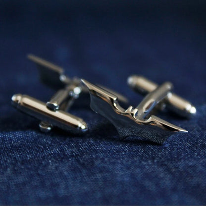 Bat, gunmetal black cufflinks, silver accessories, novelty accessories, gifts for men