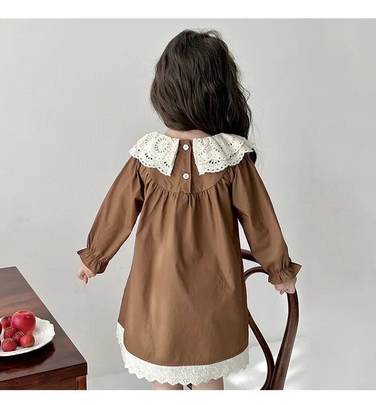 Girls' Dress Spring and Autumn 2025 New Children's Foreign Spring Dress Long Sleeve Skirt Spring Girl Princess Dress