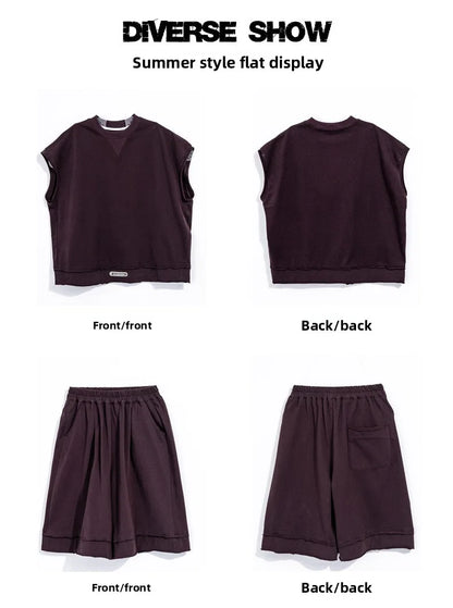 Boys' Summer Outfit Set 2025 New Style Children's Summer Short Sleeved Sportswear Vest Fashionable Boys' Thin Design