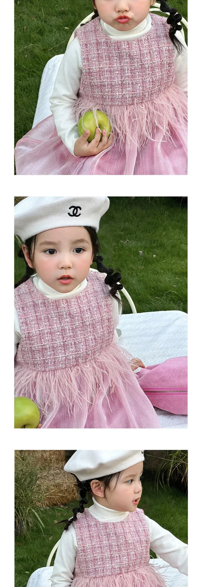 2025 Newborns Baby Dresses Sets for Girls Children's Elegant Dress forPlaid Vestidos Birthday Winter Infants Knitted Sweater