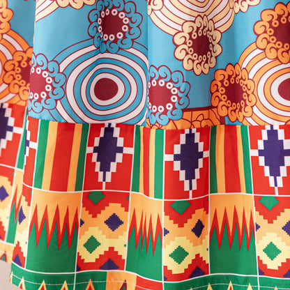 Girl Dress For Eid Arab Muslim Floral Print Long Sleeve Dress For Children Formal Pageant Party Festival Ceremonial Banquet Gown