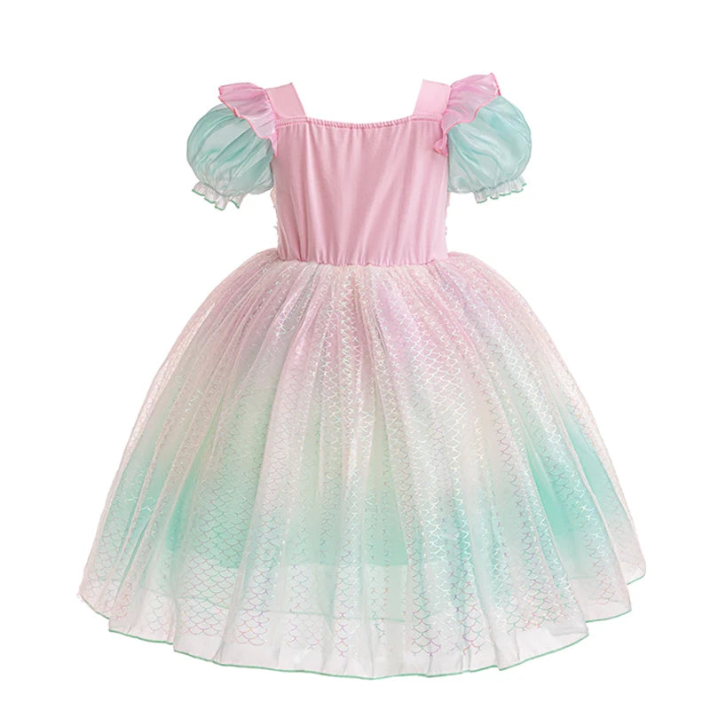 Kids Fall Dresses For Party Outfit Girl Princess Dress Costume Christmas Halloween Fancy Party Dress Sequined Splicing Mesh