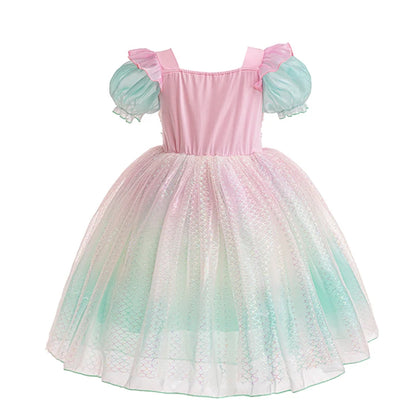 Kids Fall Dresses For Party Outfit Girl Princess Dress Costume Christmas Halloween Fancy Party Dress Sequined Splicing Mesh