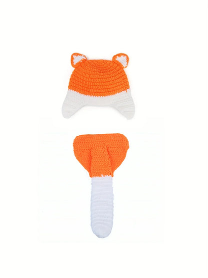 Newborn Photography Outfits Clothes Fox Costume Boy Girl Dress Romper Outfit Baby Handmade Hat Pants Photo Cosplay Photo Props