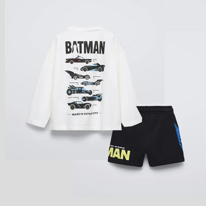 Summer Boys Fashion Costume Printing T-shirt Black Shorts Trendy Clothes Kids Short Sleeve Shorts Children Casual Sports Set