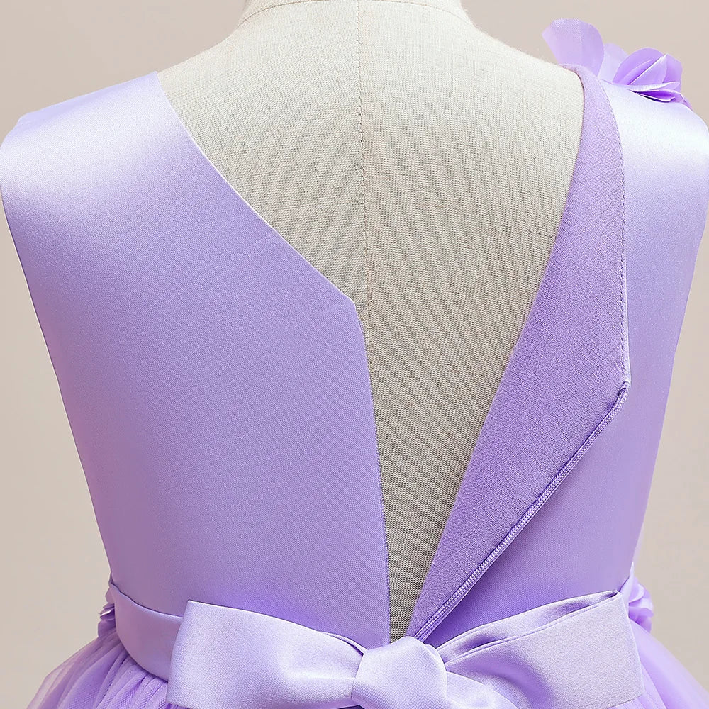 Elegant Flower Party Girls Dresses Christmas Costume Summer Wedding Bridesmaid Princess Prom Dress Birthday Flower Kids Clothing