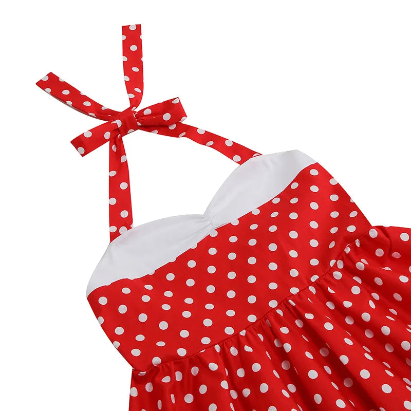 European and American girls' dressnew style halter polka dot retro children's dress, party carnival children's performance dress