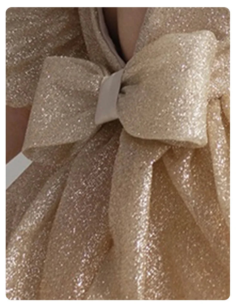 Elegant Puffy Luxury Girls Party Dresses Bowknot Evening Dress Flower Girl Princess Dress For Weddings Solid Bridesmaid Costume