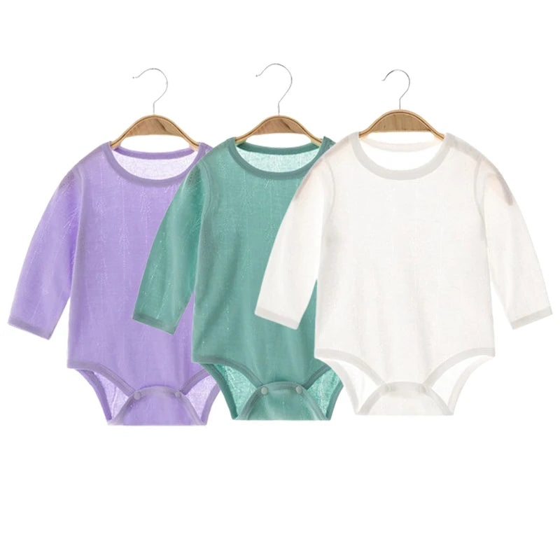 Newborn Girls Clothes 100% Cotton Baby Boy Bodysuit Long Sleeve Summer Birthday Infant Romper Solid Color Solid Baby Clothes